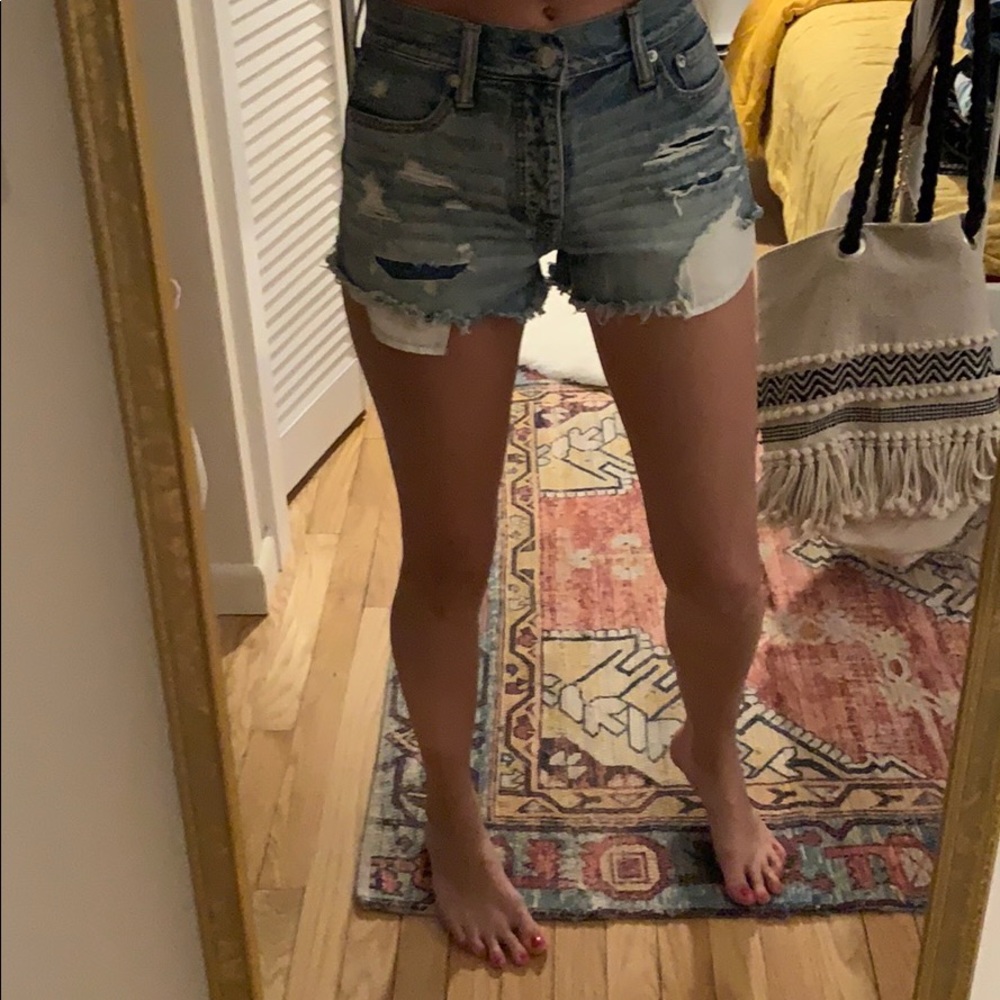 AE High-Rise Distressed Denim Shorts